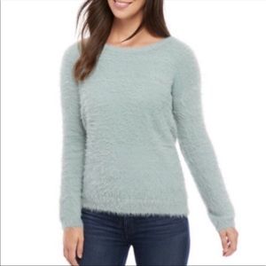 Ellen Tracy Downtown Glam Crew Neck Sweater Morning Mist Size Medium